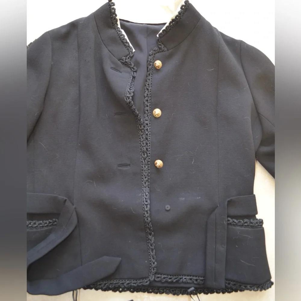 Holt Renfrew Vintage Black Wool Jacket & Skirt Set Size 6 Excellent - Picture 7 of 15